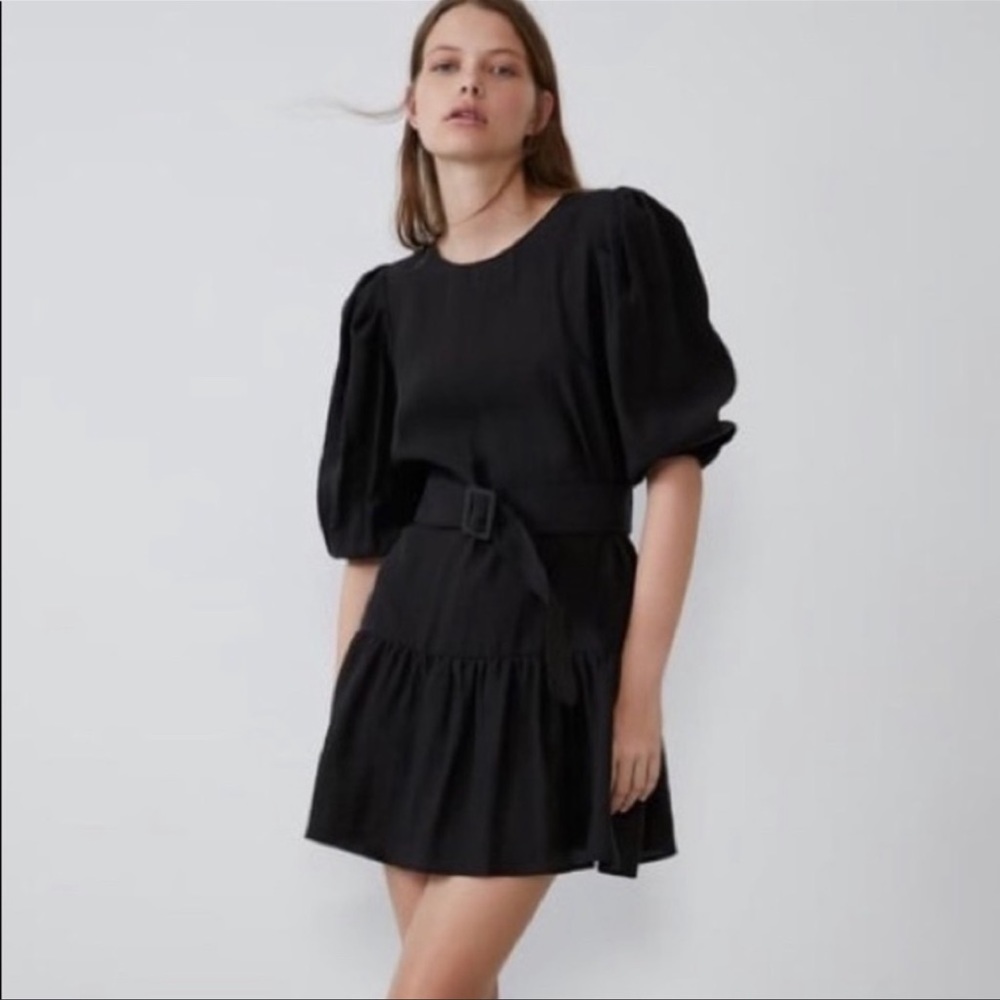 Zara  black dress with belt size M